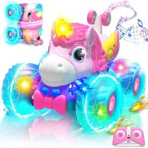 Remote Control Car for Girls 360° Rotating Unicorn Monster Truck RC 4WD Gift